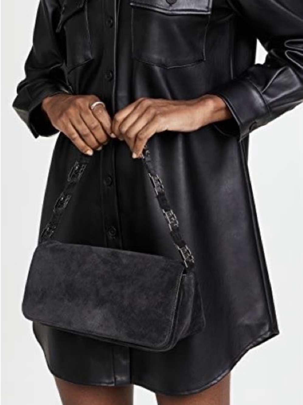 By Far Daisy Black Suede Shoulder Bag